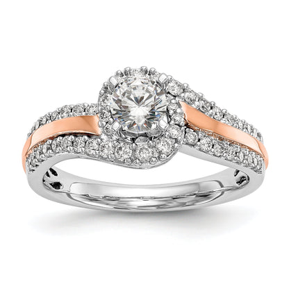 0.40ct. CZ Solid Real 14k Two-tone Peg Set By-Pass Engagement Ring