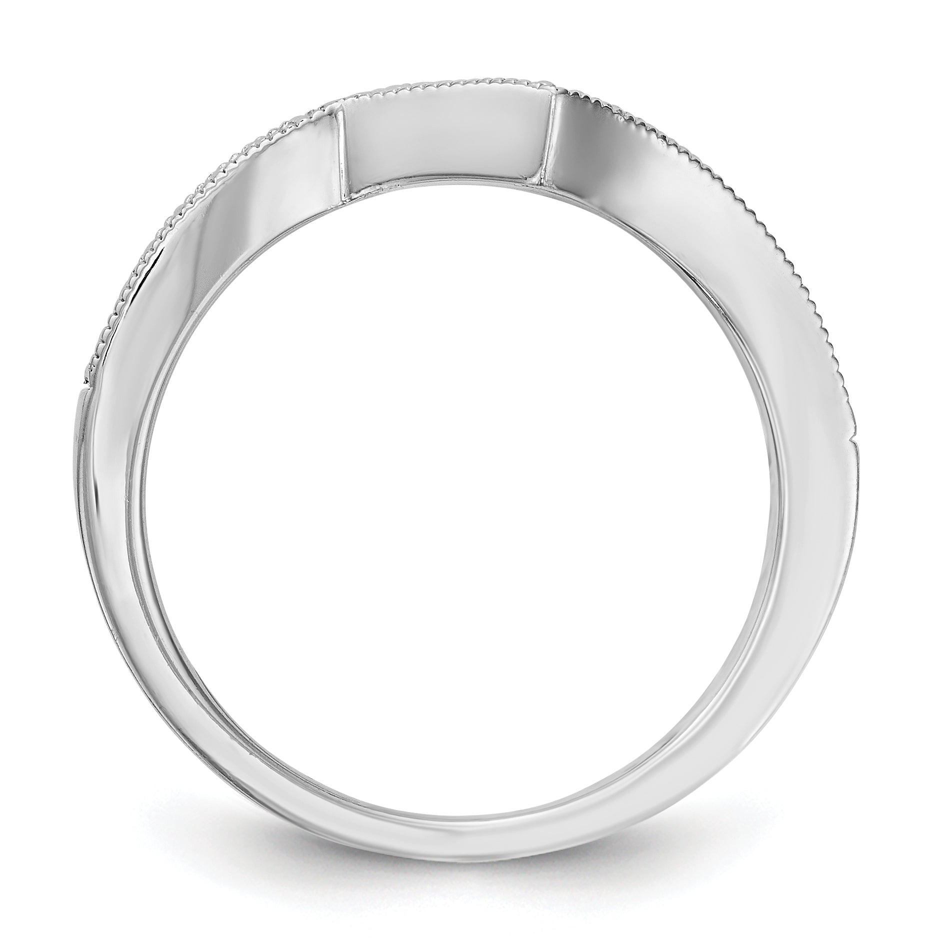 0.16ct. CZ Solid Real 14k White Gold Contour Wedding Wedding Band Ring