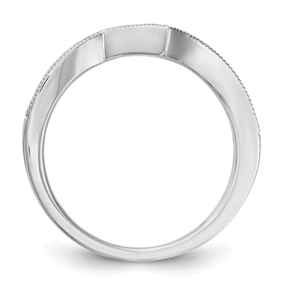0.16ct. CZ Solid Real 14k White Gold Contour Wedding Wedding Band Ring