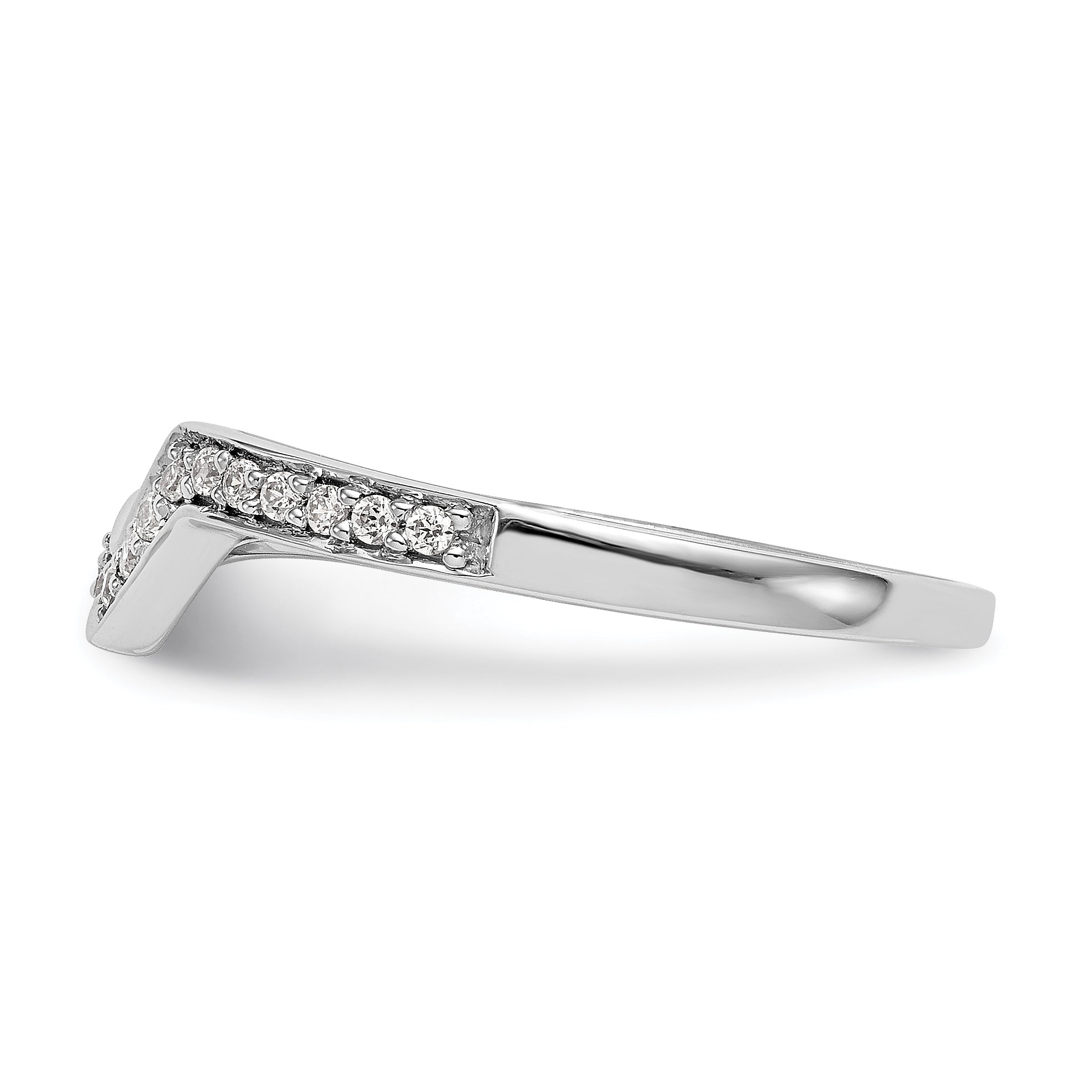 0.12ct. CZ Solid Real 14K White Gold Contoured Wedding Wedding Band Ring