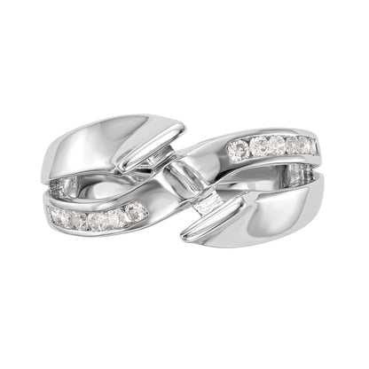0.20ct. CZ Solid Real 14k White Gold Peg Set By-Pass Engagement Ring