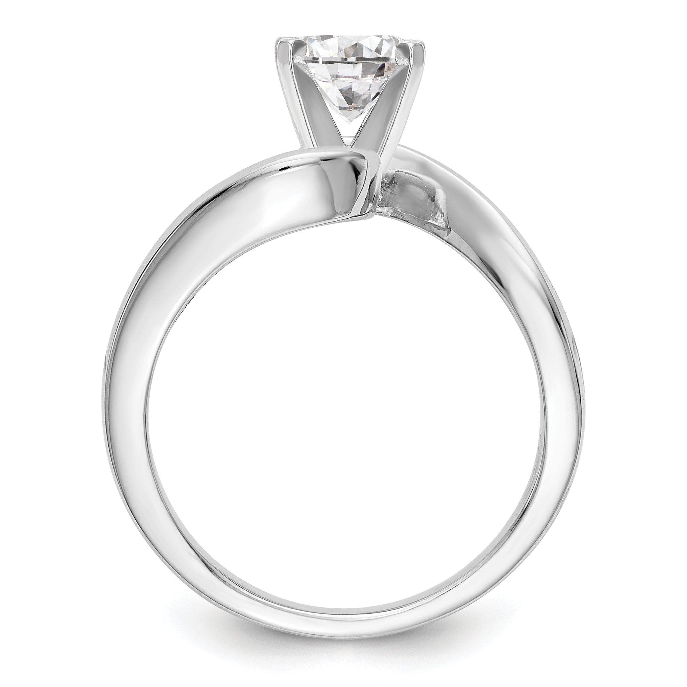 0.15ct. CZ Solid Real 14K White Gold Peg Set Engagement Ring