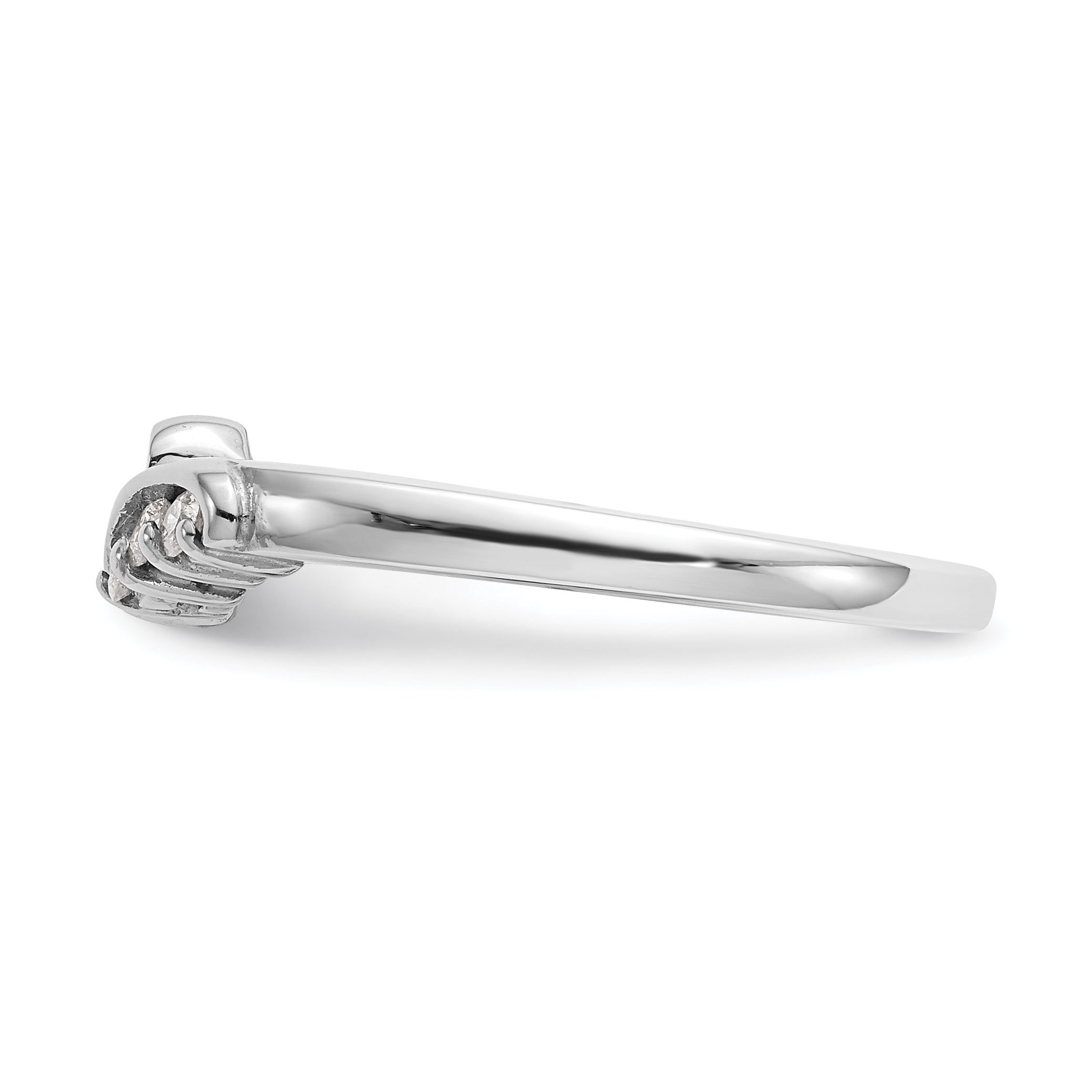 0.06ct. CZ Solid Real 14k White Gold Peg Set By-Pass Engagement Ring