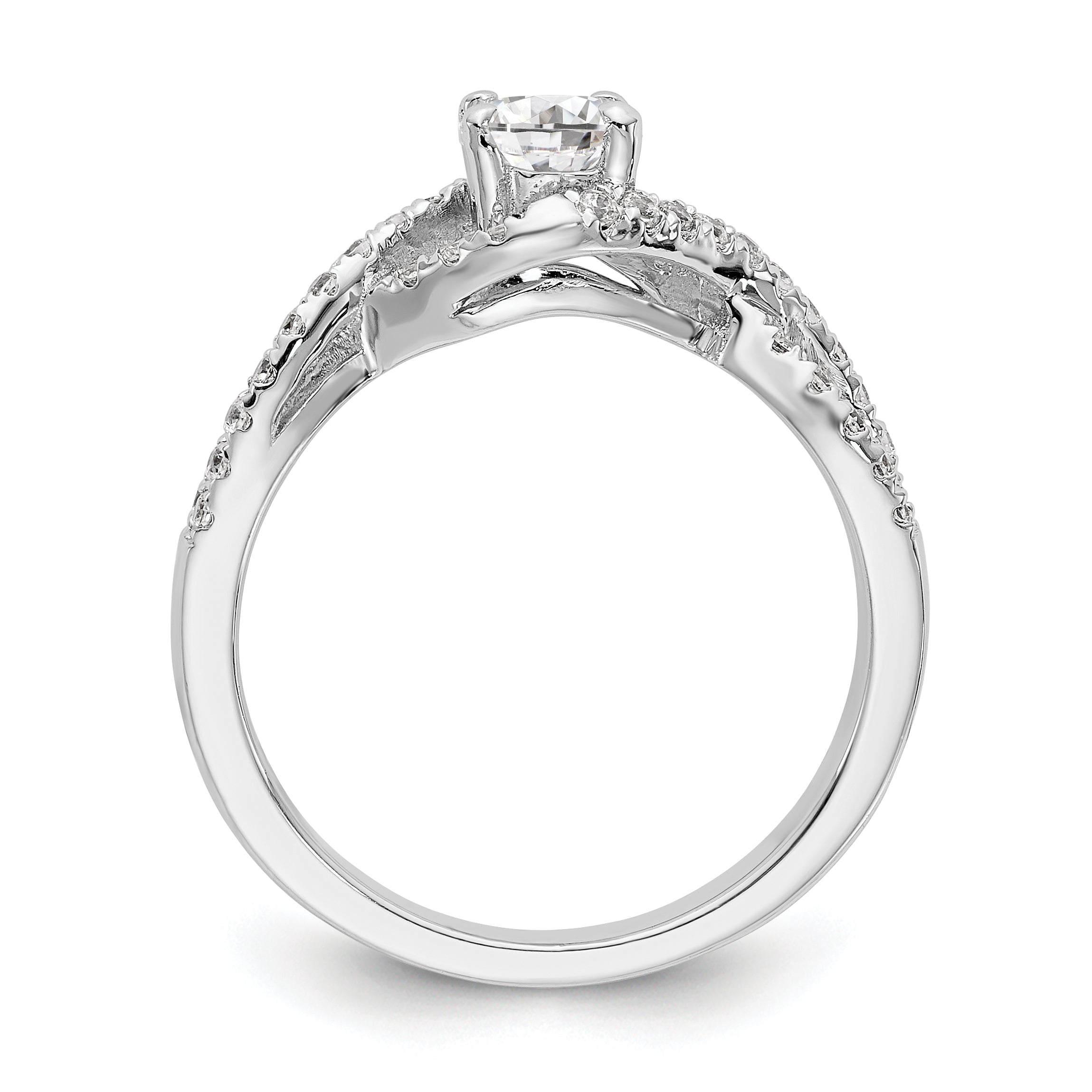 0.25ct. CZ Solid Real 14k White Gold Round By-Pass Engagement Ring