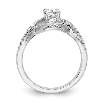 0.75ct. CZ Solid Real 14k White Gold Round By-Pass Engagement Ring