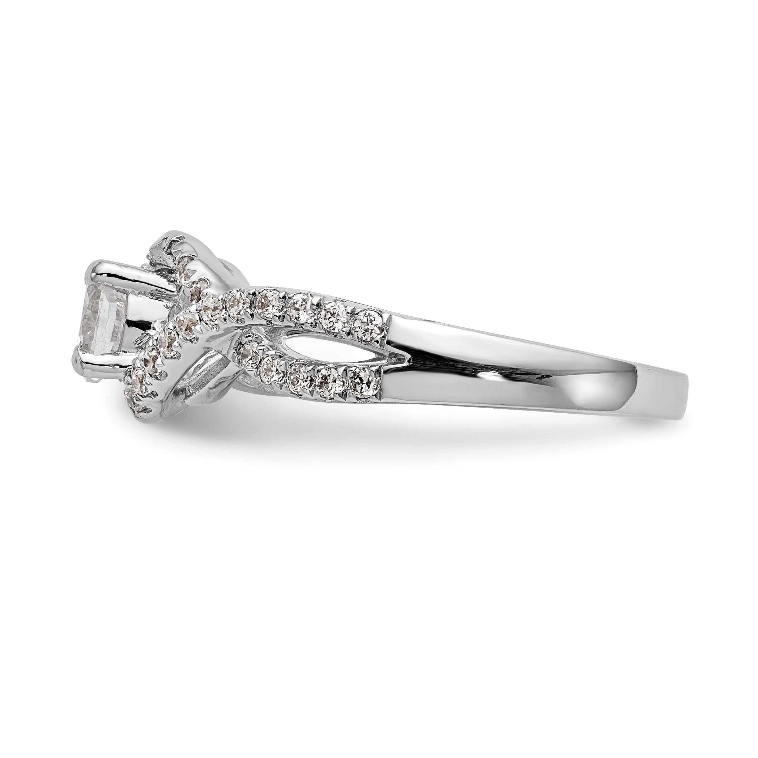 0.25ct. CZ Solid Real 14k White Gold Round By-Pass Engagement Ring