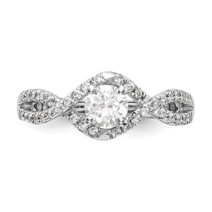 0.75ct. CZ Solid Real 14k White Gold Round By-Pass Engagement Ring