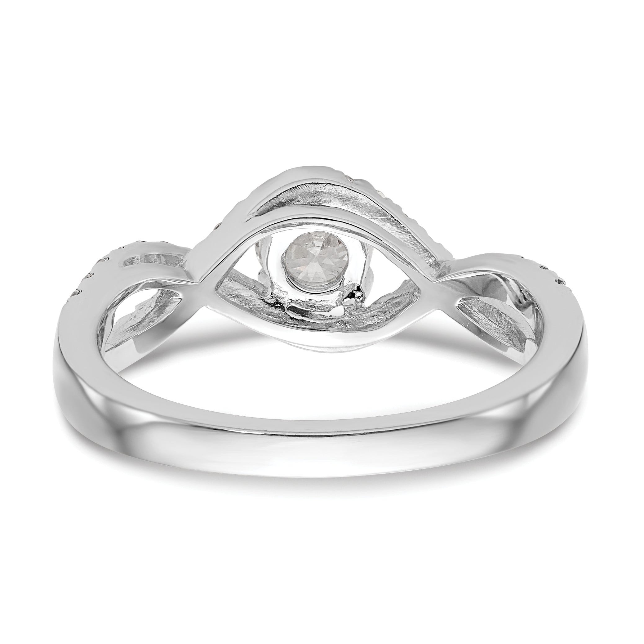 0.25ct. CZ Solid Real 14k White Gold Round By-Pass Engagement Ring