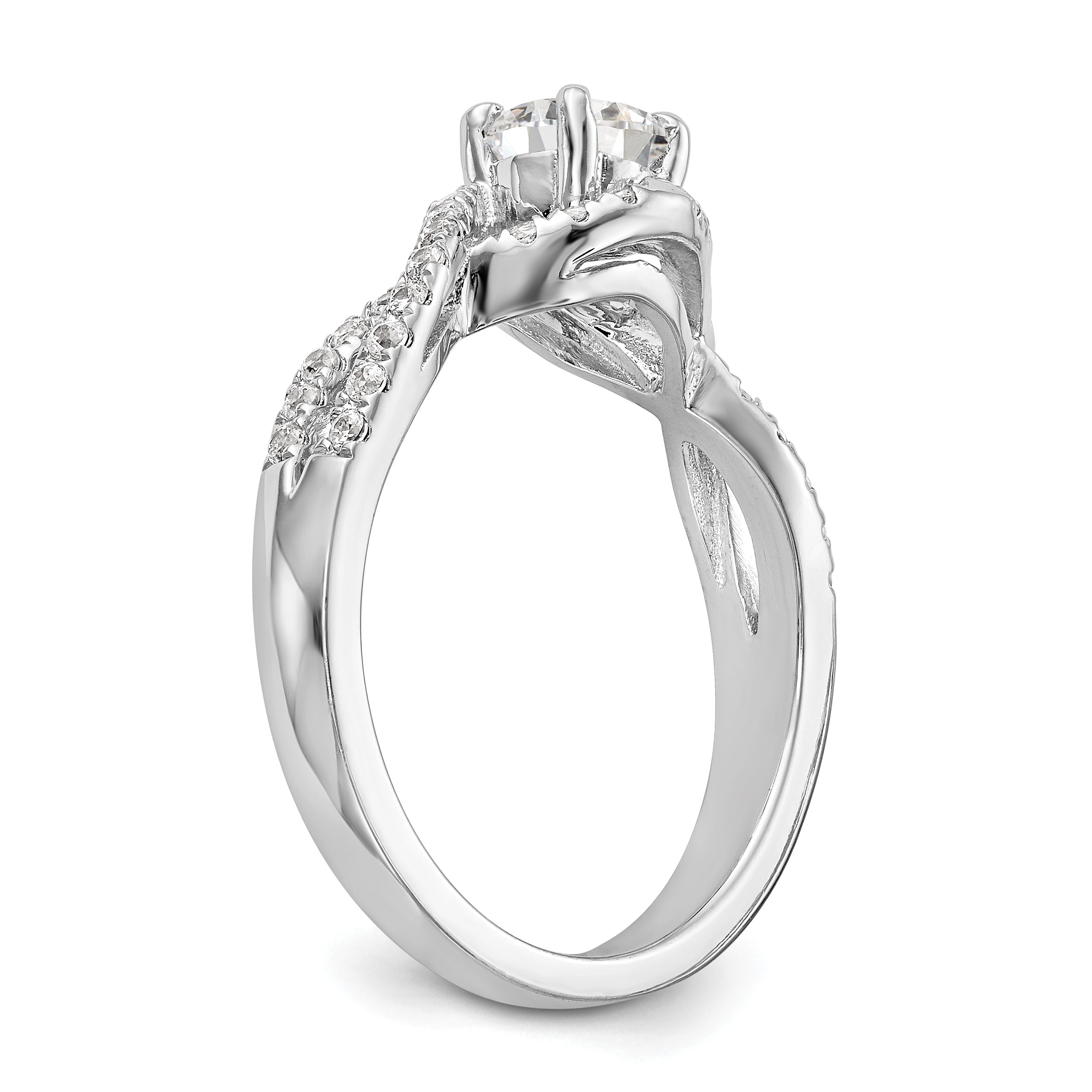 0.25ct. CZ Solid Real 14k White Gold Round By-Pass Engagement Ring