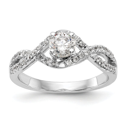 1.00ct. CZ Solid Real 14k White Gold Round By-Pass Engagement Ring