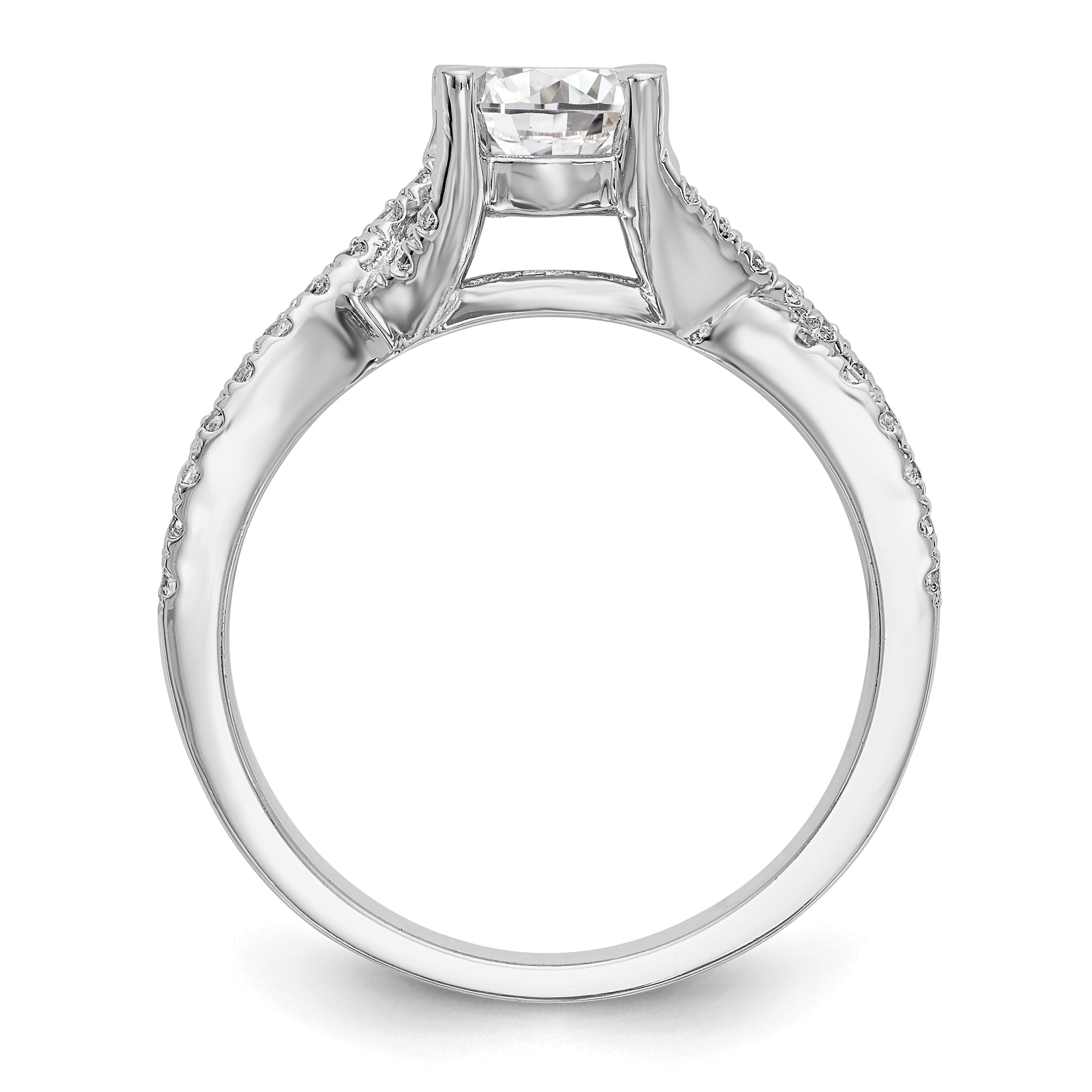 0.75ct. CZ Solid Real 14k White Gold Round By-Pass Engagement Ring