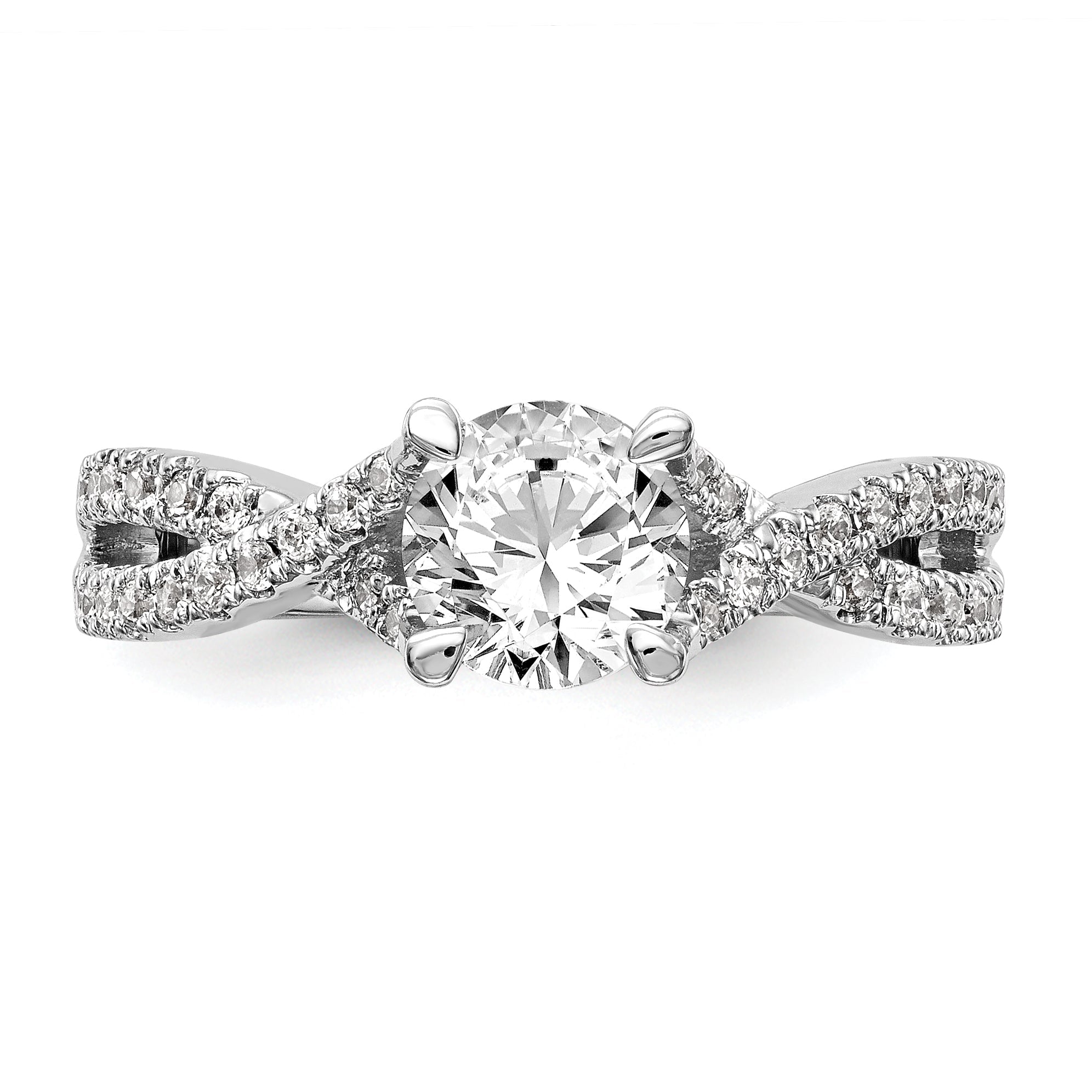 0.75ct. CZ Solid Real 14k White Gold Round By-Pass Engagement Ring