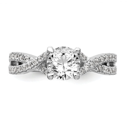 0.75ct. CZ Solid Real 14k White Gold Round By-Pass Engagement Ring