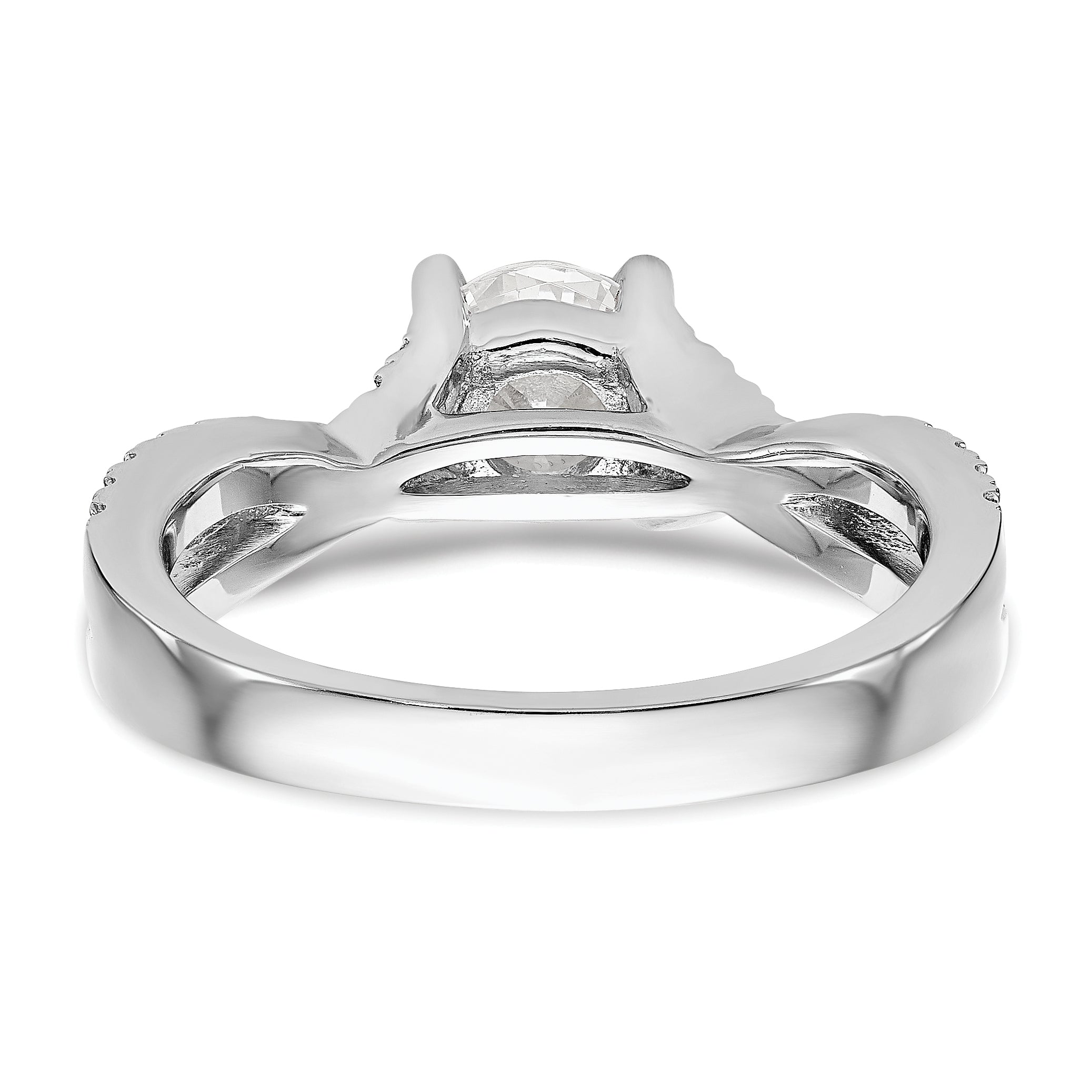 0.75ct. CZ Solid Real 14k White Gold Round By-Pass Engagement Ring