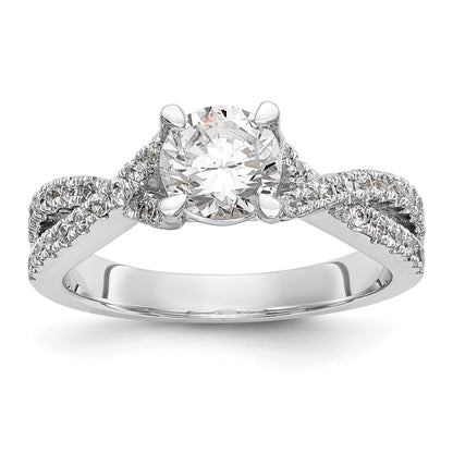 0.75ct. CZ Solid Real 14k White Gold Round By-Pass Engagement Ring