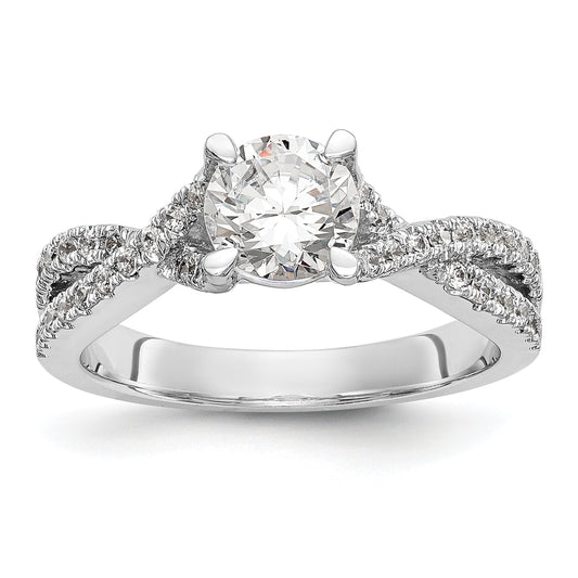 0.75ct. CZ Solid Real 14k White Gold Round By-Pass Engagement Ring