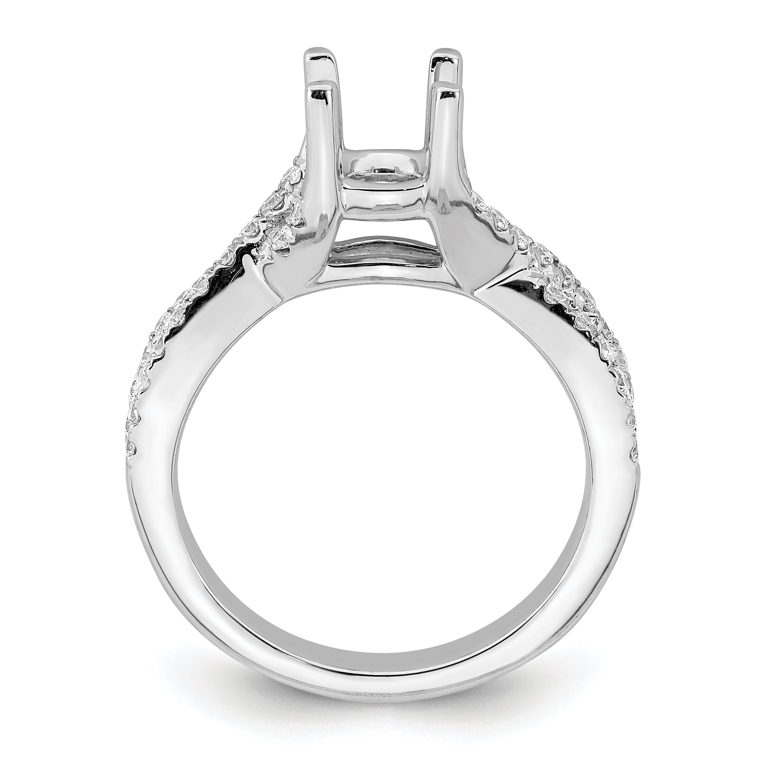1.00ct. CZ Solid Real 14k White Gold Round By-Pass Engagement Ring