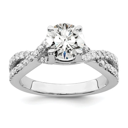 1.00ct. CZ Solid Real 14k White Gold Round By-Pass Engagement Ring