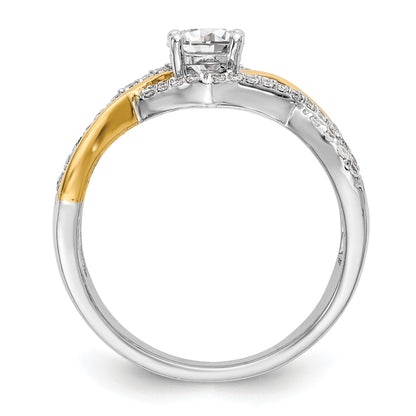 0.50ct. CZ Solid Real 14k Two-tone Round Criss-Cross Engagement Ring