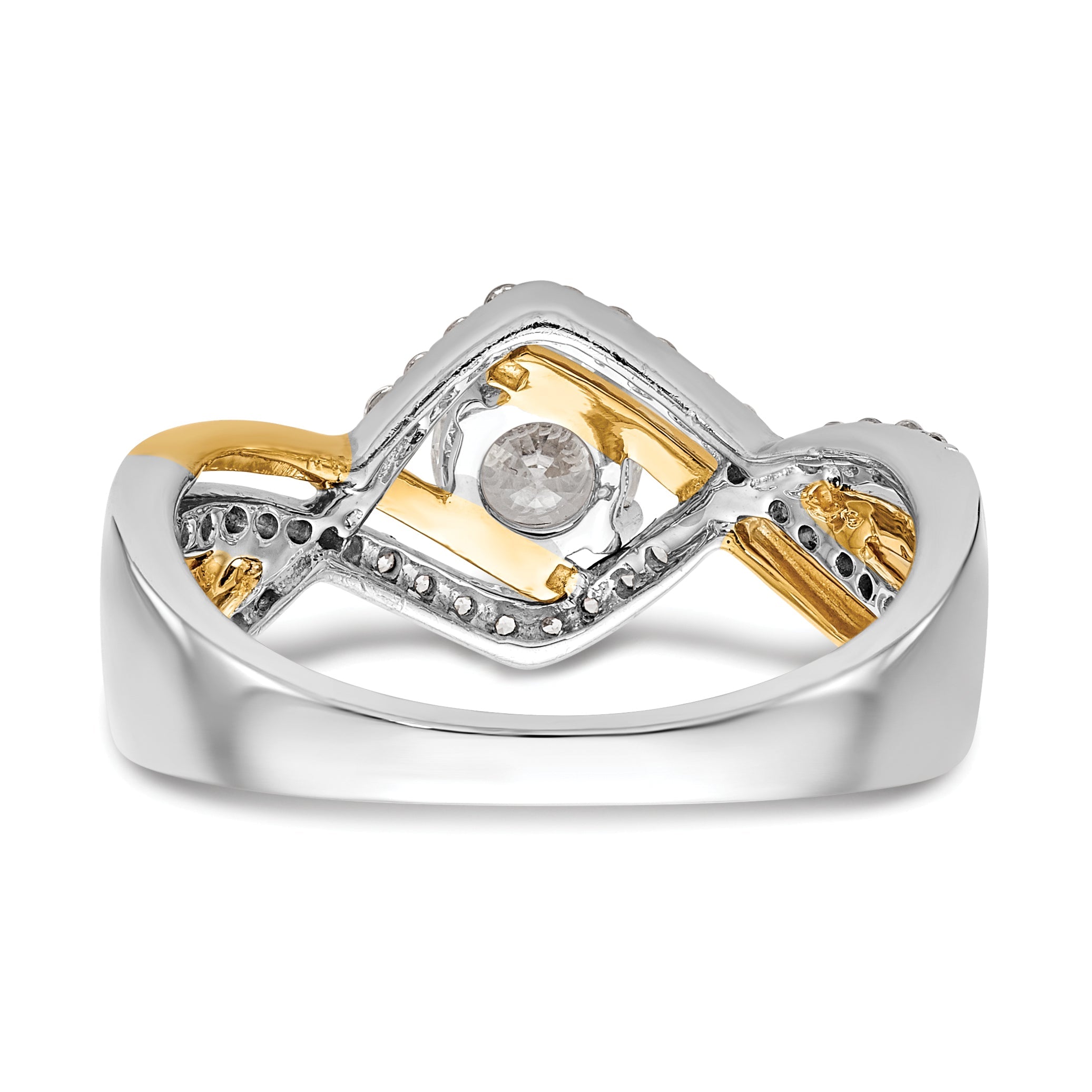 0.50ct. CZ Solid Real 14k Two-tone Round Criss-Cross Engagement Ring