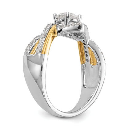 0.50ct. CZ Solid Real 14k Two-tone Round Criss-Cross Engagement Ring