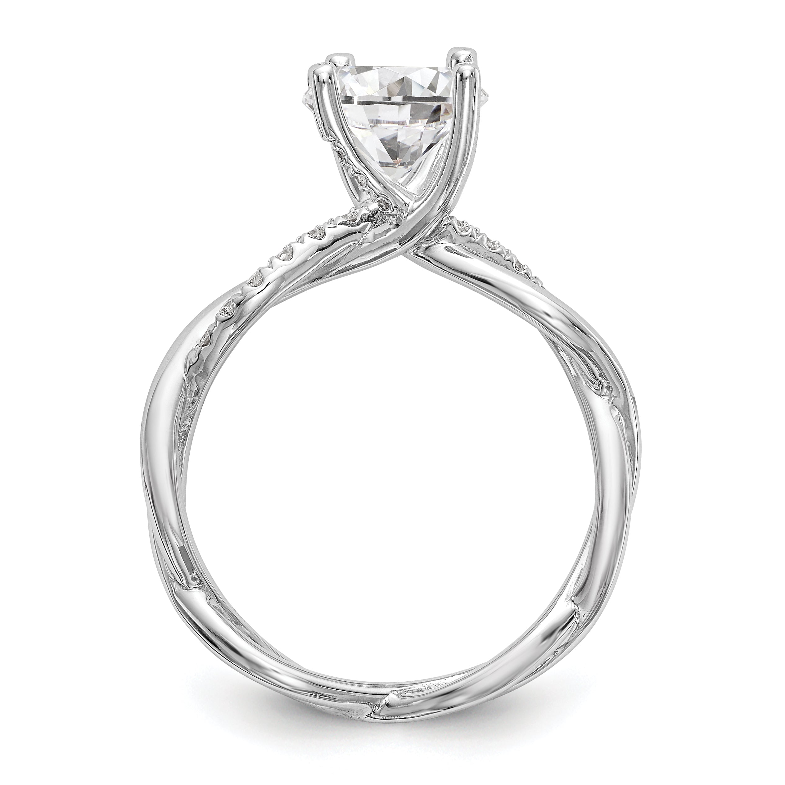 0.33ct. CZ Solid Real 14k White Gold Round Criss-Cross Engagement Ring