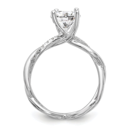 1.00ct. CZ Solid Real 14k White Gold Round Criss-Cross Engagement Ring