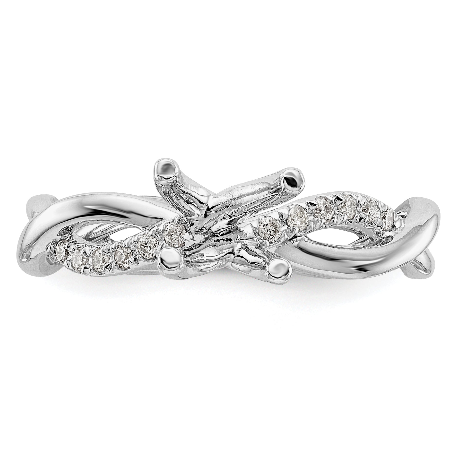 0.25ct. CZ Solid Real 14k White Gold Round Criss-Cross Engagement Ring