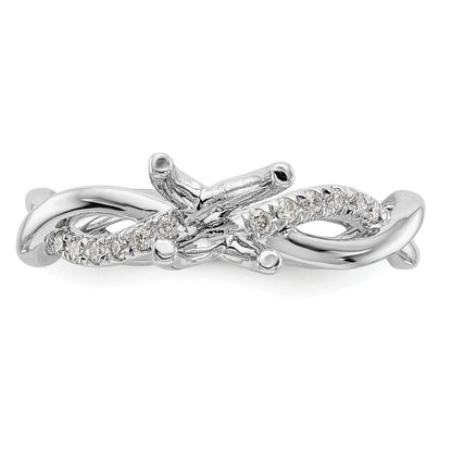 0.25ct. CZ Solid Real 14k White Gold Round Criss-Cross Engagement Ring