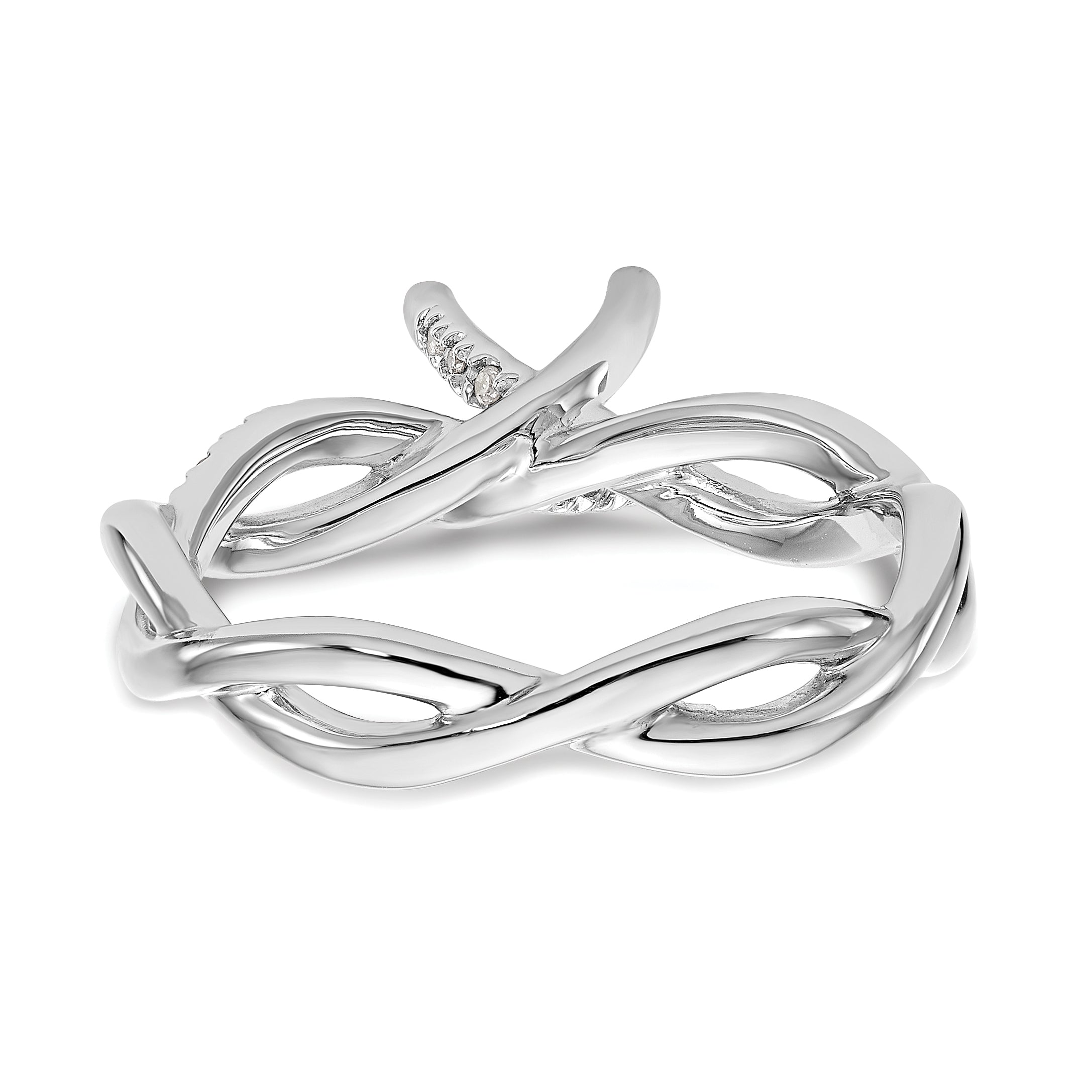 0.25ct. CZ Solid Real 14k White Gold Round Criss-Cross Engagement Ring