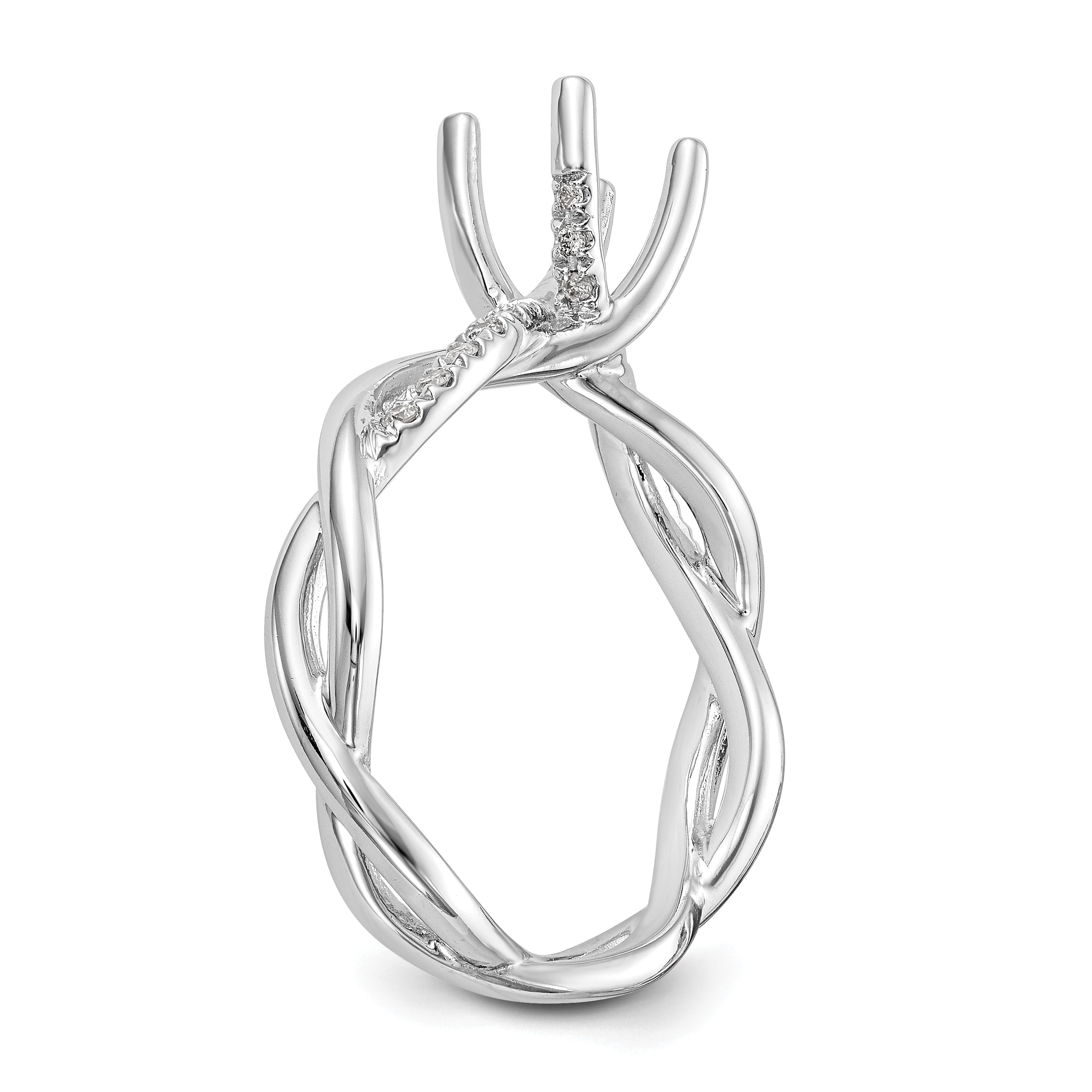 0.25ct. CZ Solid Real 14k White Gold Round Criss-Cross Engagement Ring