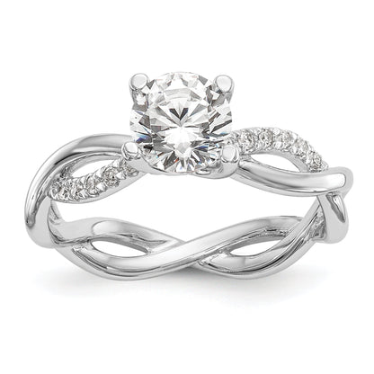 0.25ct. CZ Solid Real 14k White Gold Round Criss-Cross Engagement Ring