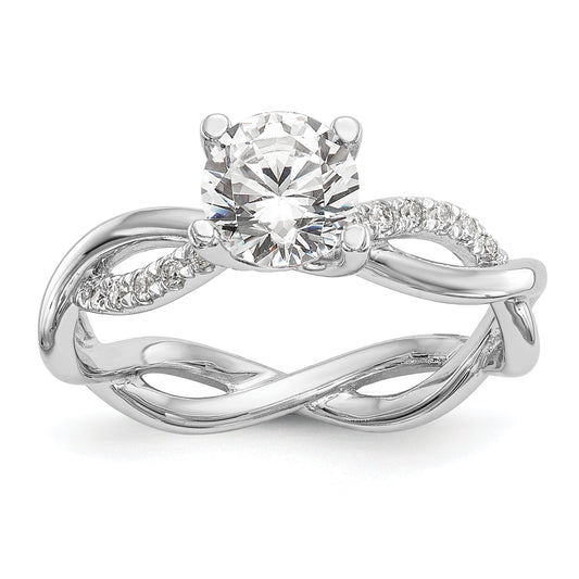 0.33ct. CZ Solid Real 14k White Gold Round Criss-Cross Engagement Ring