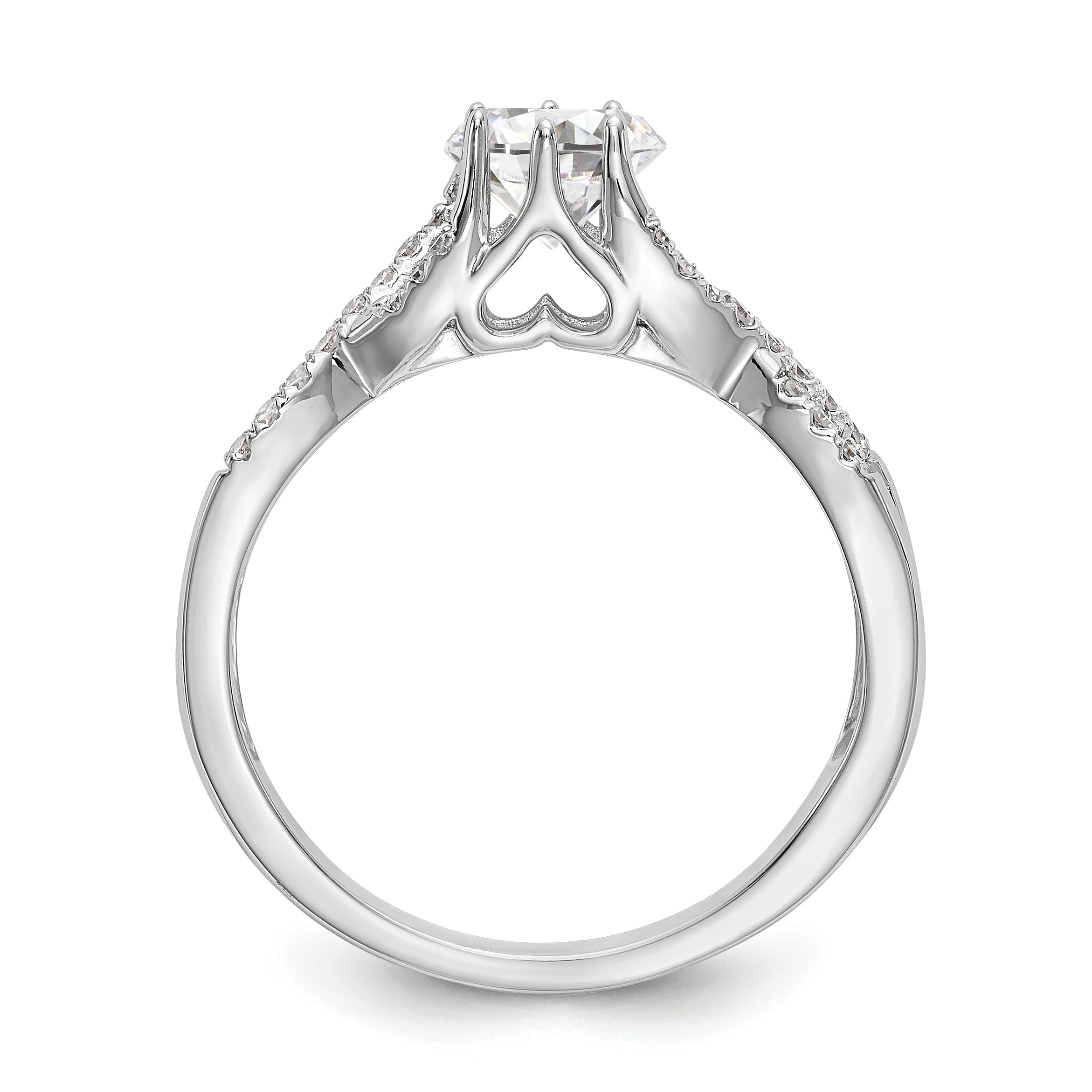 0.33ct. CZ Solid Real 14k White Gold Round Criss-Cross Engagement Ring