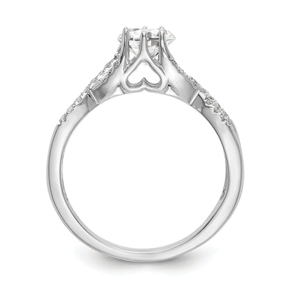 0.33ct. CZ Solid Real 14k White Gold Round Criss-Cross Engagement Ring