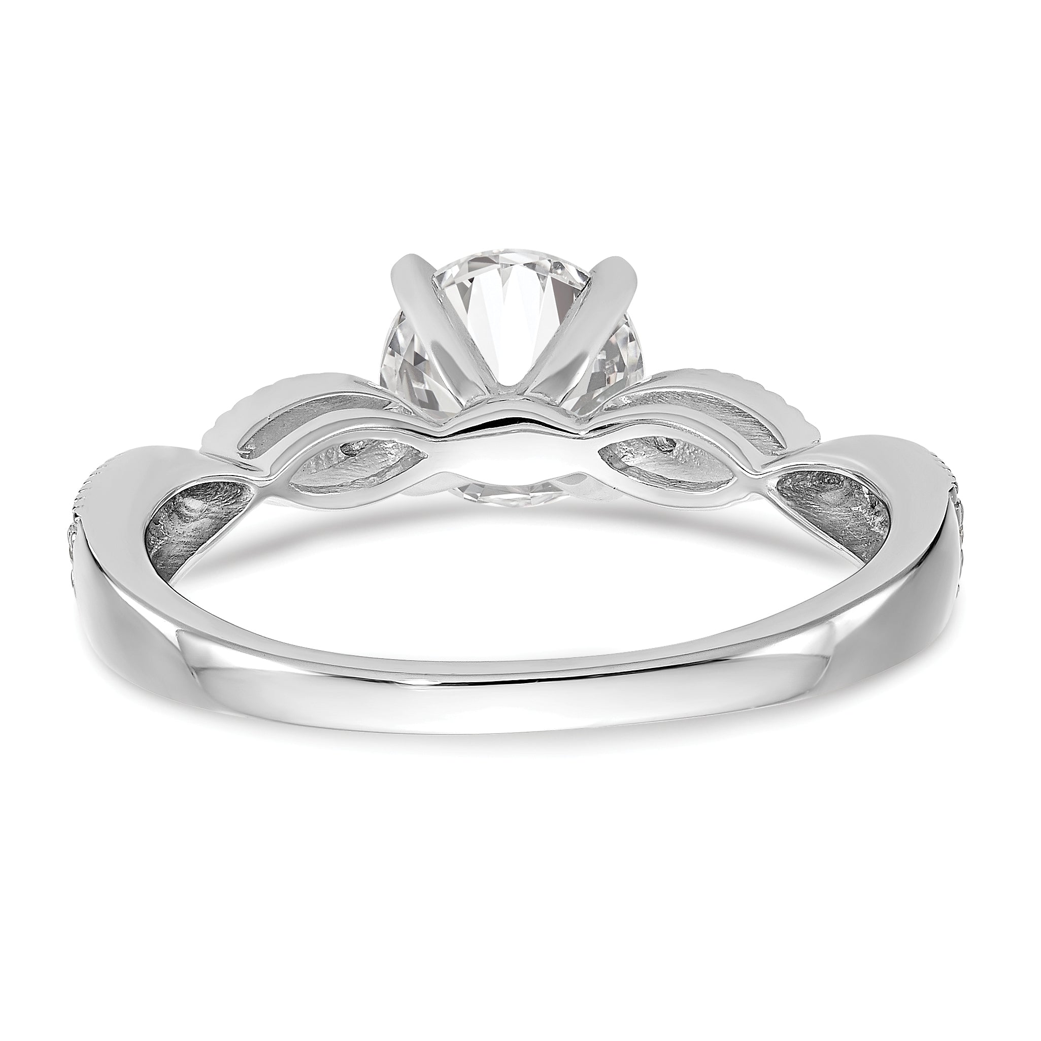 1.00ct. CZ Solid Real 14k White Gold Round Criss-Cross Engagement Ring