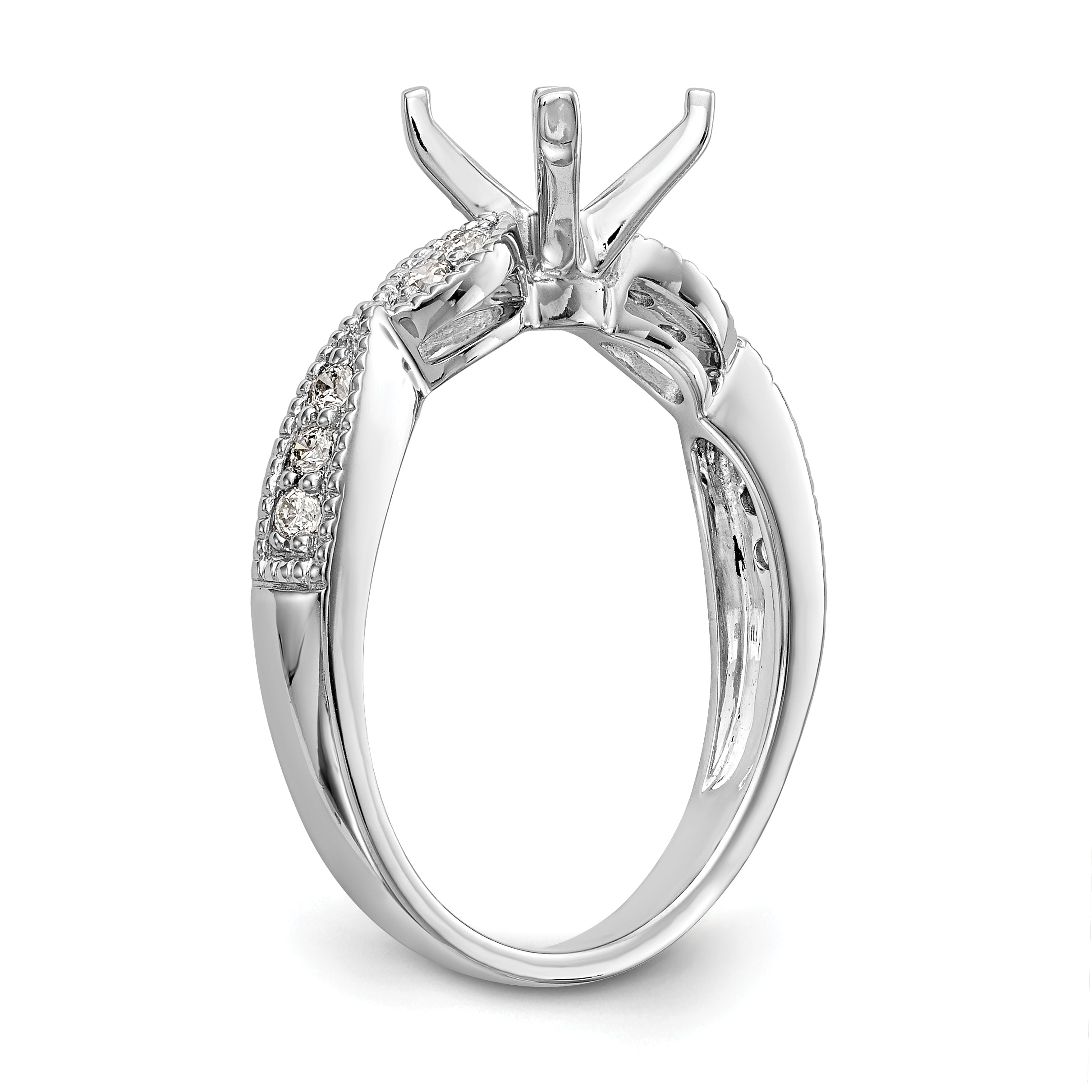 1.00ct. CZ Solid Real 14k White Gold Round Criss-Cross Engagement Ring