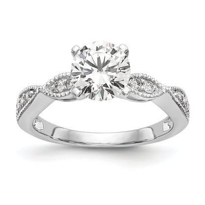 1.00ct. CZ Solid Real 14k White Gold Round Criss-Cross Engagement Ring
