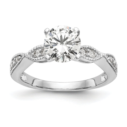 1.00ct. CZ Solid Real 14k White Gold Round Criss-Cross Engagement Ring