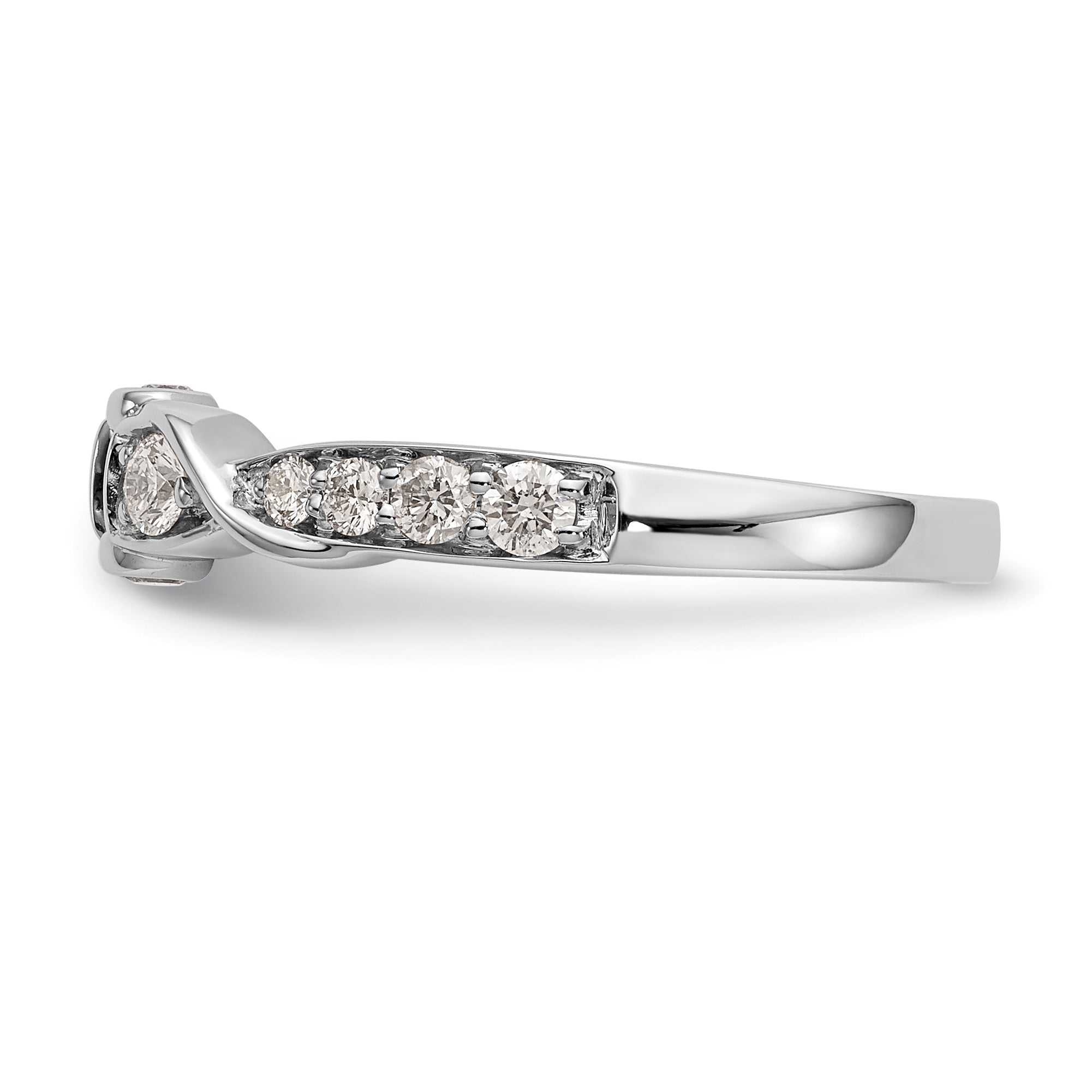 0.40ct. CZ Solid Real 14k White Gold Peg Set Criss-Cross Engagement Ring