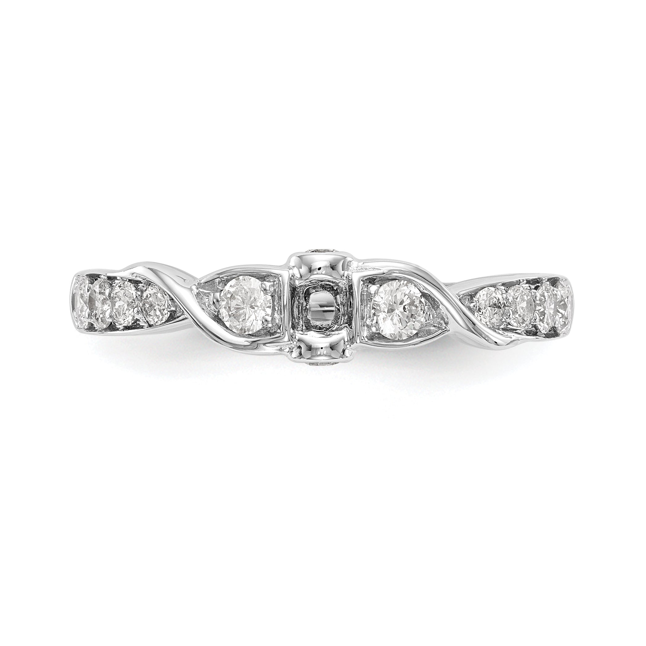 0.40ct. CZ Solid Real 14k White Gold Peg Set Criss-Cross Engagement Ring