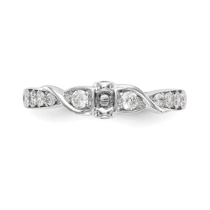 0.40ct. CZ Solid Real 14k White Gold Peg Set Criss-Cross Engagement Ring