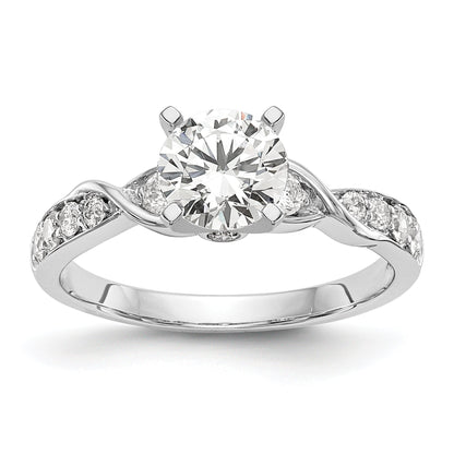 0.40ct. CZ Solid Real 14k White Gold Peg Set Criss-Cross Engagement Ring