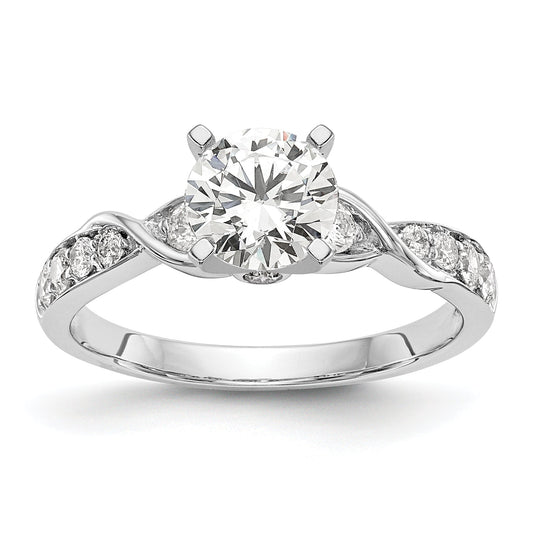 0.40ct. CZ Solid Real 14k White Gold Peg Set Criss-Cross Engagement Ring