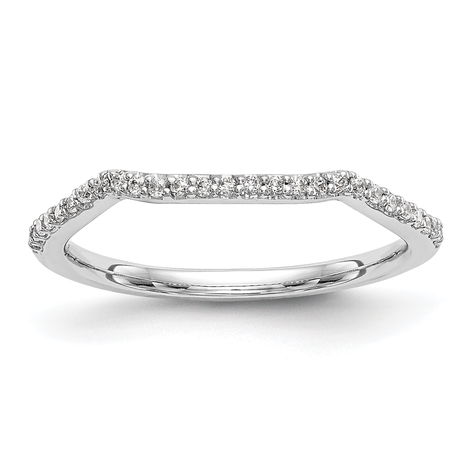 0.14ct. CZ Solid Real 14k White Gold Wedding Wedding Band Ring