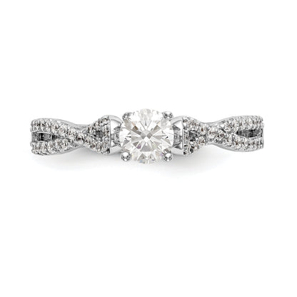 0.24ct. CZ Solid Real 14K White Gold Peg Set Criss-Cross Engagement Ring
