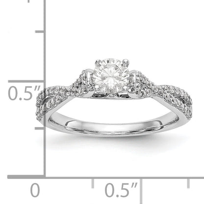 0.24ct. CZ Solid Real 14k White Gold Peg Set Criss-Cross Engagement Ring