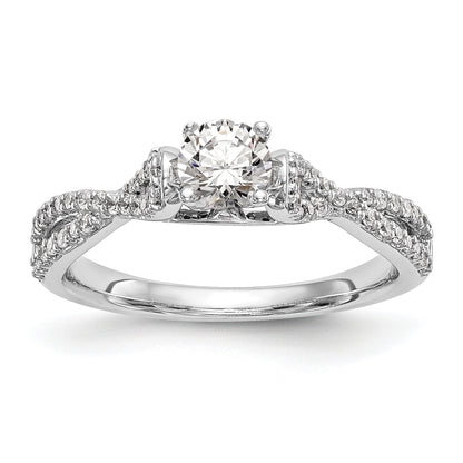 0.24ct. CZ Solid Real 14K White Gold Peg Set Criss-Cross Engagement Ring