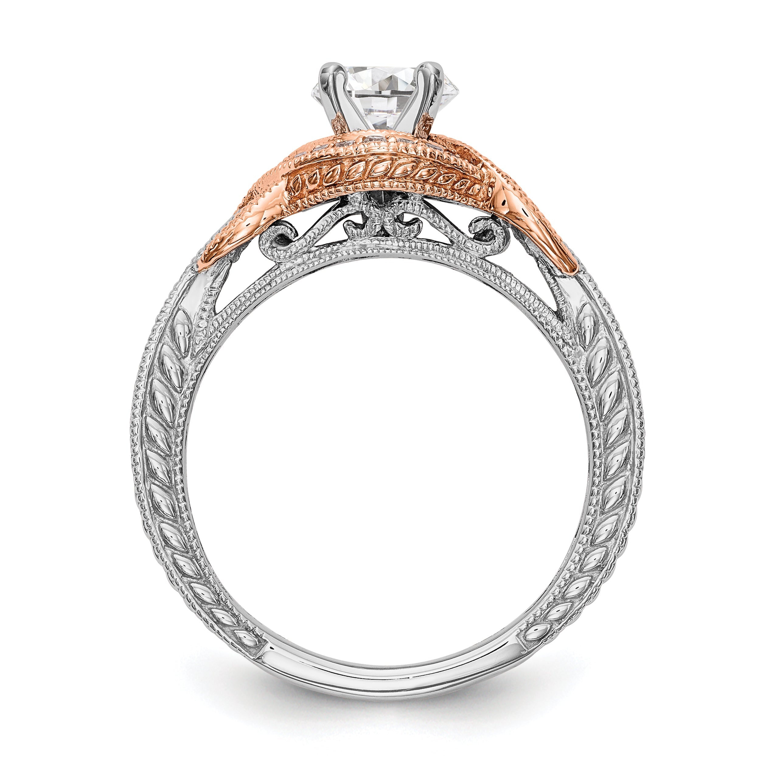 0.25ct. CZ Solid Real 14k TT Peg Set Criss-Cross Engagement Ring