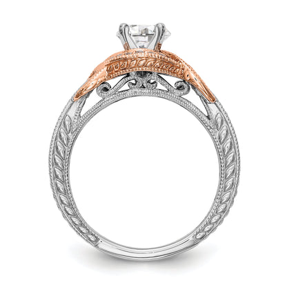0.25ct. CZ Solid Real 14k TT Peg Set Criss-Cross Engagement Ring